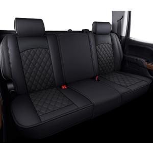 Aierxuan Back Seat Covers Compatioble with Chevy Silverado GMC Sierra Pickup Custom Fit 2007-2025 1500 2500HD 3500HD Crew Double Extended Cab Waterproof Leather Split Bench (Rear Seat/Black)