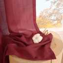 BGment Linen Burgundy Curtains 54 Inch Length for Short Window, Semi Sheer Drapes Lightweight Rustic Textured for Living Room Christmas Patry Decor Rod Pocket, 2 Panels Set, Each 42 Inch Wide