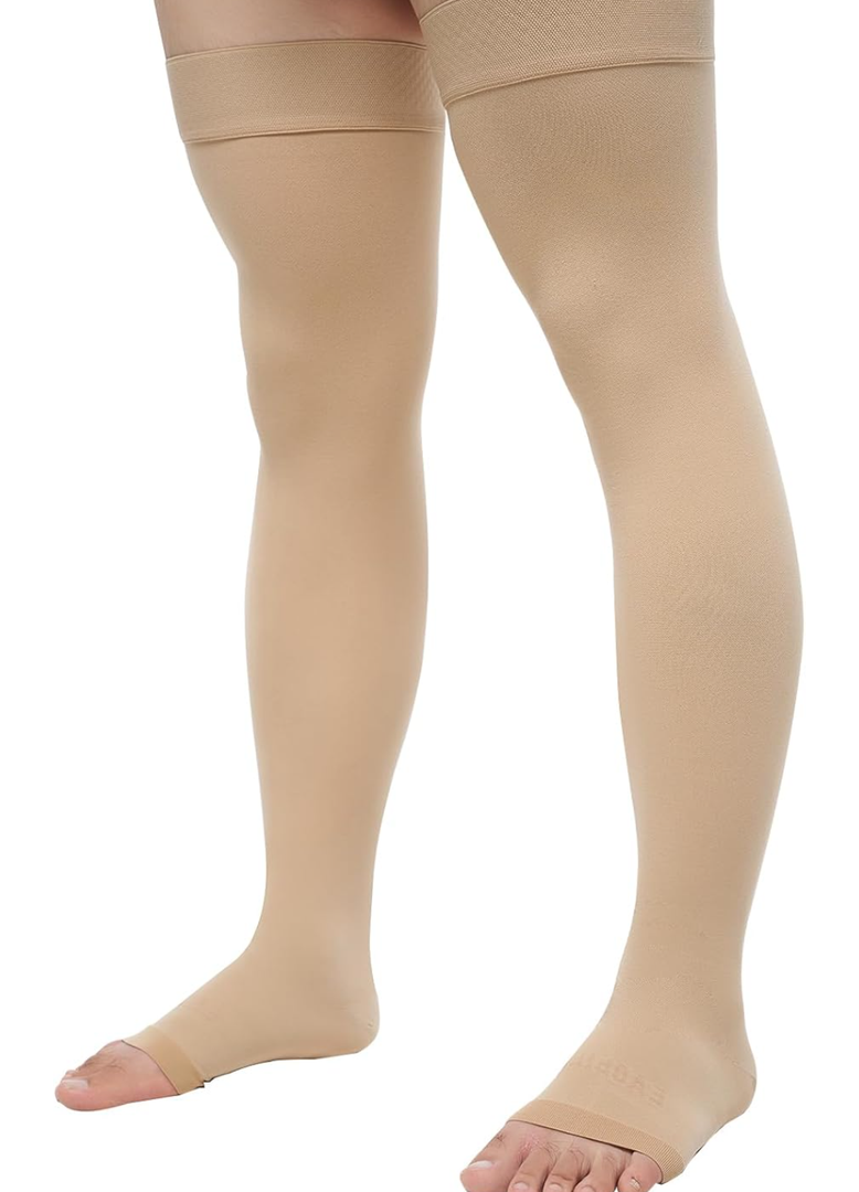 20-30 Compression Socks for Women Men, Thigh High Compression Stockings, Support Hose for Women Compression, Travel Toeless Women's Compression Socks, Light Open Toe Pregnancy Support Socks M
