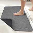 Bath Mat, Ultra Thin Bathroom Rugs, Rubber Bath Mats for Bathroom, No Slip Bath Rug, Quick Dry, Machine Washable, Low Pile, Absorbent, Shower Outside, Sink, Home Decor Accessories. Dark Grey,  2'x3'(24x36inch)