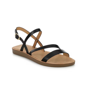 Soda Women's Black Strappy Sandals - Casual Summer Flats - Size 8.5