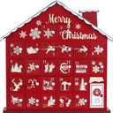 MEETYAMOR Christmas Advent Calendar, Wooden House 2025 Advent Calendar with 25 Large Drawers, 25 Days Until to Christmas Countdown for Home Indoor Living Room Table Mantel Decor, Red