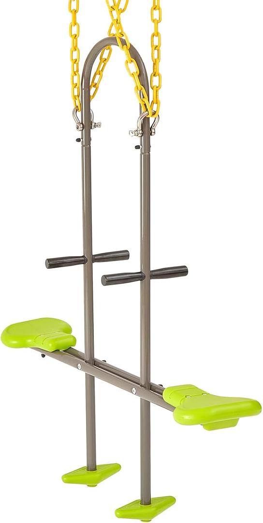 FUNLIO Face to Face Double Swing for Kids Aged 3+, 2-Passenger Seesaw Swing for Backyard, Outdoor Playground Swings with Adjustable Chains, Durable Outdoor Indoor Swing, CPC Certified, 110 lbs