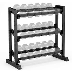 PLKOW Adjustable 3-Tier Dumbbell Rack, Heavy Duty Weight Rack for Home Gym