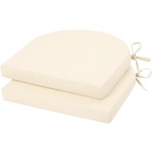 U'Artlines Outdoor Chair Cushions Set of 2, Waterproof Round Corner Seat Cushions, Patio Chair Cushions for Outdoor Furniture,Seat Cushions with Ties for Patio Garden Dining 17"x16"x2", Cream (17" x 16" x 2" (2 Pack))