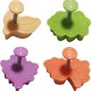 HOSL 4 Piece Leaves Baking Pie Crust Cutters Shapes Random Color Cake Cookie Cutter Set Fondant Stampers Leaves Cake Decorating Cutter Molds DIY Tools