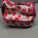 Insulated Kids Dual Compartment Lunch Bags Tote for Girls Boys Toddler Lunch Boxes Pre-School Toddler Kindergarten Picnic Camp Food Cooler Thermal with Strap (Bright Strawberry)