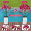 Artificial Bougainvillea Tree 4FT, Fake Silk Floral Tree with White Planter, Decorative Topiary Plant, Potted Faux Flower Tree for Home Porch Decor Indoor Outdoor