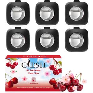 Car Air Fresheners, 6 Pack, Cherry, Car Fresheners Vent Clips, Long Lasting Air Freshener, Car Refresher for Men Women