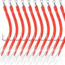 OROOTL Striped Bass Tube Lures, 10pcs Classic Striped Bass Lures Saltwater Fishing Trolling Lure Rig Glow Tube Teaser with Stainless Steel Hook Barrel Swivel for Offshore Big Game Fishing (Red)