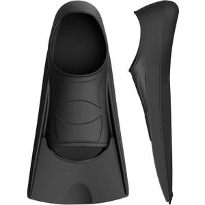 Gintenco Swim Fins, Kids Swim Training Fins for Lap Swimming, Travel Size Flippers with Mesh Bag, Silicone Swimming Fins for Kids Teens Adults Women Men (L(US Men 6-7.5/ US Women 7-8.5), Black)