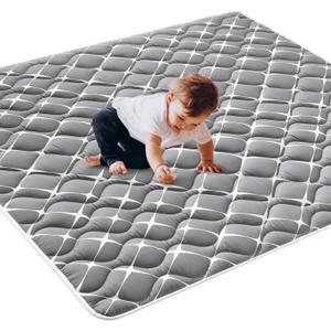 Vibe bear Baby Foam Play Mat, 50x50 Inches Baby Crawling Mat, Thicken One-Piece Baby Playmat, Non Slip Washable Baby Play Mat for Playing, Soft Floor Mat for Babies, Infants, Toddlers (50" x 50", Grey White)