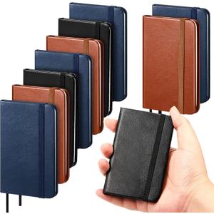 10 Pcs Hardcover Leather Pocket Notebook 4 x 2.5 Inch Small Notebook 50 Sheets Hardcover Mini Notepad Tiny Lined Journal for Office Home School Writing Supplies (Black,Brown,Blue)