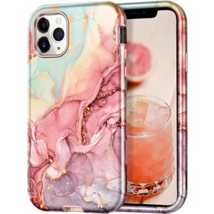 Btscase for iPhone 11 Pro Max Case (2019),[Military Grade Drop Tested] Marble Pattern Design Slim Rugged Shockproof Women Girls Men Protective Anti-Scratch Cover for iPhone 11 Pro Max, All Rose Gold