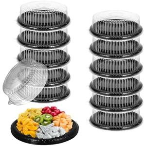 Amazon.com: 12 Pack Catering Trays with Lids, Round 12 Inch Veggie Tray with Lid, Disposable Fruit Tray for Parties, Catering Trays for Serving Snack, Appetizer, Fruit, Veggie and Sandwich : Industrial & Scientific