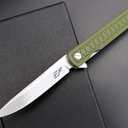 Eafengrow EF16 Folding Knife Flipper Ball Bearing Point D2 Blade G10 Handle with Pocket Clip Everday Carry Pocket Knife Liner Lock Camping Tactical Outdoor Multitool (Army Green)