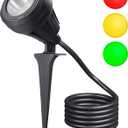 DEWENWILS 120V LED Outdoor Spotlight Christmas, 3 Extra Lenses (Red Green Yellow), 5.5W 5000K Plug in Spotlight, Waterproof Landscape Light for Yard, Tree Flag, Holiday, 5FT Extension Cord, UL Listed (Black)