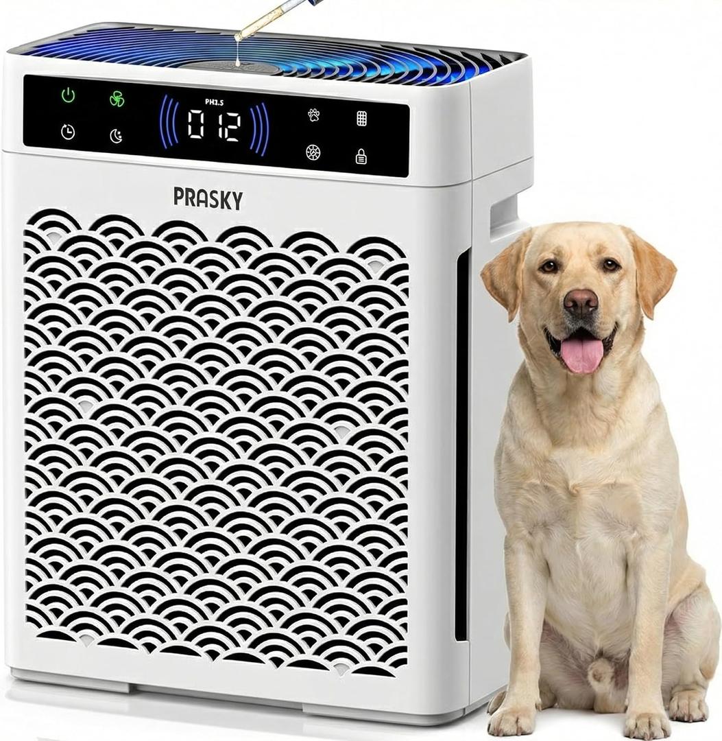Air Purifiers for Home Large Room up to 3000sq.ft, PRASKY HEPA Air Purifier & with Activated Carbon for Office, Bedroom, Dorm Room, Kitchen