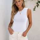 ANRABESS Womens High Neck Tank Tops Stretchy Sleeveless Racerback Sexy Slim Fit Basic Tee Shirts Y2K Trendy Summer Outfits (White, Small)