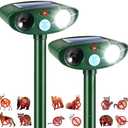 1 Pack 2025 Solar Ultrasonic Animal Repellent Outdoor Deer Repellent Devices Motion Detection Waterproof Cat Skunk Dog Raccoon Squirrel Rabbit Deterrent Animal Repeller Flash Light for Yard Farm