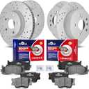 Front & Rear Drilled Slotted Rotors and Ceramic Disc Brake Pads Kit for Toyota Camry 2012-2017/ Avalon 2013-2018, for for Lexus Es350 Es300h 2013 2014 2015 2016 2017 2018