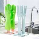 Kitchen Glove Holder Kitchen Glove Stand Holder Rubber Glover Drying Dryer Rack Reusable Rubber Glove Clothes Drying Rack for Dish Gloves and Rags (Blue)