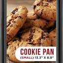 Nonstick Cookie Sheet Pan Carbon Steel Oven Tray Sheet Pan with Red Silicone Handles -Small Bakeware Pan Tray with Gray Coating Inside & Outside (Black)