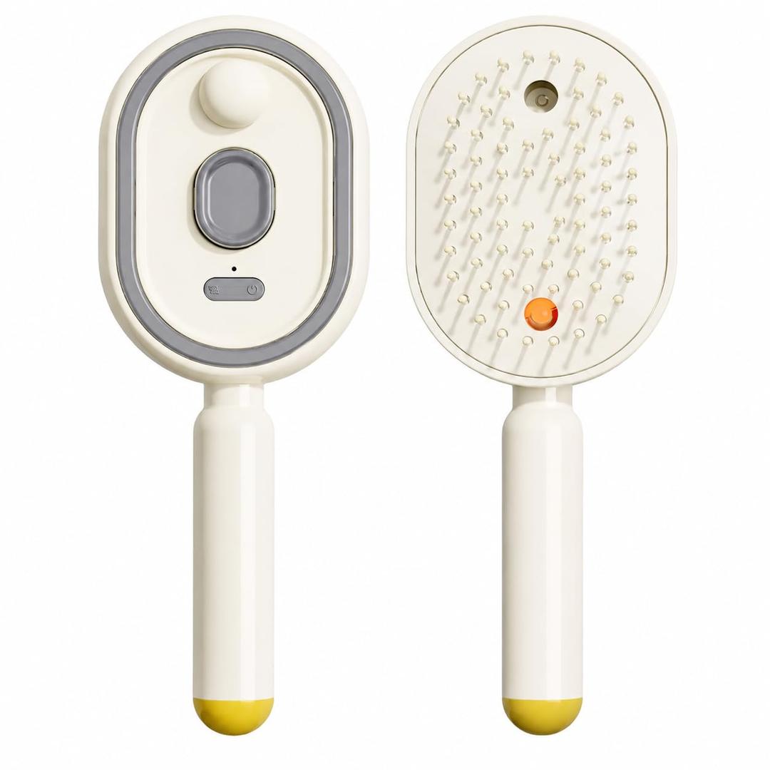 Electric Steam Brush for Hair, Electric Spray Air Cushion Comb for Women, Rechargeable Water Spray Hair Brush, Detangling & Anti-Static Hair Brush, Reduce Frizz, Smooth & Nourish