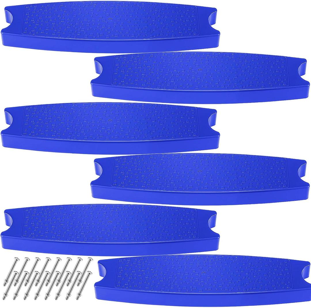 6 Pcs 18" Pool Ladder Steps Replacement Universal Swimming Pool Ladder Steps for Inground and Above Ground Heavy Duty Molded Plastic Stairs with 12 Pcs Stainless Steel Bolts (Blue)