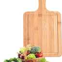 Bamboo Cutting Board Set 3PCS,Meat Chopping Boards,Pizza Peel Paddle with Handle for Homemade Baking Pizza Bread Cake Fruit Vegetables (3PCS Set- Board)