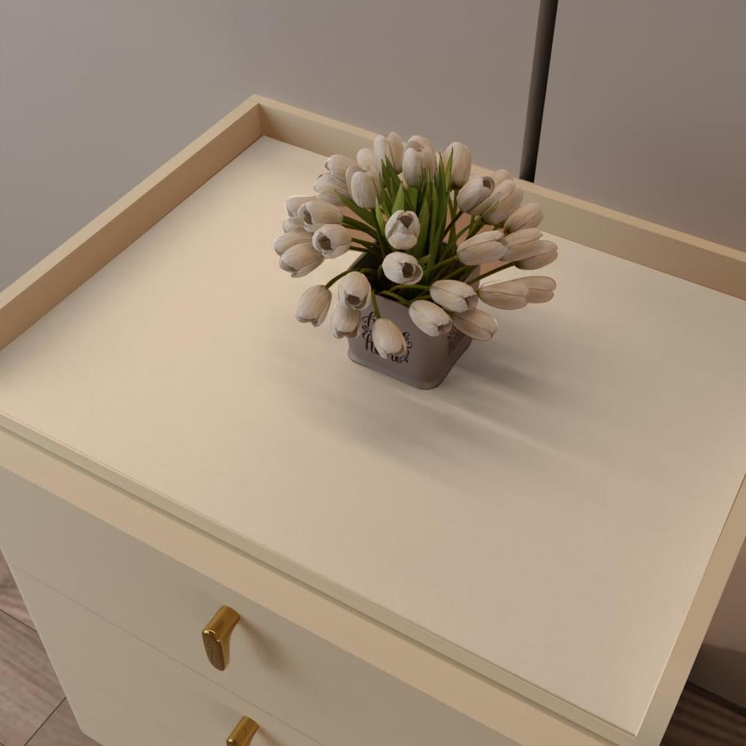 2 x Night Stand Cover for Top - 12x24 Inch Waterproof Easy to Clean Can Conceal Flaws Protector The Table Top from Scratches Used for Dining (Off White+Light Gray 12x24)