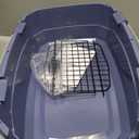 Amazon Basics 2-Door Top-Load Hard-Sided Dogs, Cats Pet Travel Carrier, Gray & Blue, 22.8"L x 15.0"W x 13.0"H