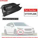 Front Right Bumper Fog Light Cover Compatible with 2017 2018 2019 Subaru Impreza 2.0i Replace 57731FL20A (Passenger Side)