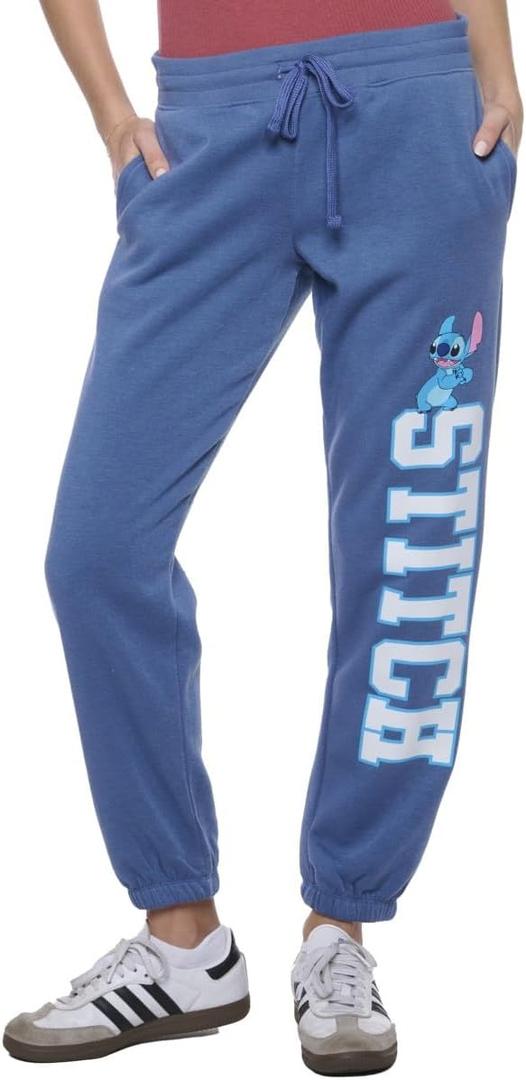 Disney Womens Joggers Sweatpant Mickey Mouse Stitch Lounge Fleece Pant, Large