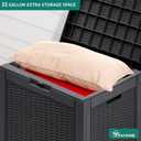 YITAHOME 32 Gallon Rattan Deck Box, Indoor Outdoor Storage Box for Patio Furniture, Pool Accessories, Cushions, Garden Tools, Sports Equipment, Waterproof Resin with Lockable Lid & Side Handles, Black