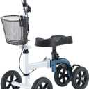 Knee Scooter,All-Terrain Foldable Knee Scooter Walker Economical Knee Scooters for Foot Injuries Best Crutches Alternative (White+Blue)