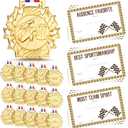 Cunno 15 Pcs Derby Medals with Award Certificate Race Car Trophy Gold Metal Award Medal with Neck Ribbon Prizes Winner Champion Trophies Prize Event Tournament Gifts