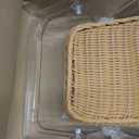 2 Set Wicker Bread Baskets for Serving with Clear Acrylic Roll Top Lid Woven Rattan Bread Basket Large for Fruit Food Picnic Summer Pool Party Outdoor BBQ(13.78 x 10.63 Inch,1 Compartment)