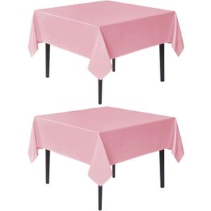 Sancua Square Tablecloths 54x54 Inch, 2 Pack - Pink Fabric Table Cloth for Square or Round Tables, Washable Polyester Table Cover for Dinner, Holiday Party, Decorative Display Tables
