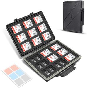[High Capacity] 54 Slots Memory Card Case for 36 Micro SD and 18 SD Cards with Labels,Water-Resistant Anti-Shock Anti-Dust,Micro SD/SDHC/SDXC TF Card and SD/SDHC/SDXC Holder Organizer Storage