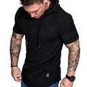 Lexiart Mens Fashion Hoodies Sport Pullover Solid Color Shirt Workout Lightweight Tops Black XL
