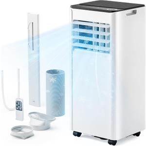 EUHOMY 8,000 BTU Portable Air Conditioners, 4-in-1 Portable AC Unit Up to 350 Sq.Ft, 4 Modes Quiet Air Conditioner with Remote Control, Cool, Fan, Dehumidifier, 24H Timer, Bedroom, Office, Apartments, White