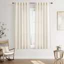 Joywell Natural Back Tab Linen Curtains 63 Inches Long 2 Panels for Living Room Bedroom Neutral Boho Farmhouse Rustic Light Filtering Semi Sheer Curtains Window Treatment 40x63
