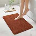 Bathroom Rugs Non Slip 24"x16", Absorbent Bath Mats Quick Dry, Shaggy Microfiber Bath Rugs, Extra Soft Plush, Machine Washable Bath Mats for Bathroom Floor, Tub and Shower, Rust Brown