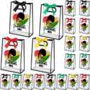 Sweetude 20 Pcs Happy Juneteenth Gift Bags with Die Cut Handles Clear Plastic Juneteenth Party Gift Bag with Ribbon for June 19th African American Independence Day Party Favor, 7 x 10 x 3.15 Inch (Stylish Color)