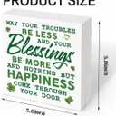 St. Patricks Day Decor Wooden Box Sign, Irish Blessing Shamrock Wood Sign Plaque, May Your Troubles Be Less Farmhouse Tabletop Desk Shelf Tiered Tray Decoration, Irish Holiday Gift