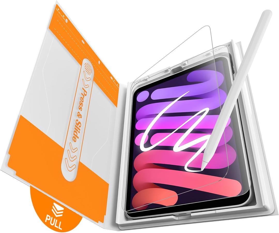 EZ-GLAZ-2 Pack Paper-feel Glass Screen Protector for iPad Mini 8.3 inch [Mini A17 Pro 7th Gen 2024 & Mini 6th Gen 2021, Matte Glass Film with Easy Application Tray, Scratch Resistant, Compatible with Apple Pencil