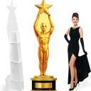 Capoda 1 Pcs 5.9 Ft Trophy Award Stand up Cardboard Cutout Gold Star Award Status Photo Props Life Size Movie Themed Party Decorations for Red Carpet Film Events Birthday Party Decoration Supplies