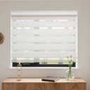 MYshade Cordless Zebra Blinds with Free-Stop Function - Dual Layer Light Filtering & Privacy Sheer Shades for Day and Night - Easy Install Window Shades for Home, Living Room, 37" W x 64" H,Beige