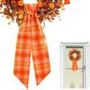 2 Pcs Fall Wreath Sash for Front Door 4.5'' X 56'' Thanksgiving Wreath Satin Sash Bow Buffalo Plaid Cotton Wreath Sash Buffalo Check Wreaths DIY Bow for Autumn Garland Doorway Indoor Outdoor Home
